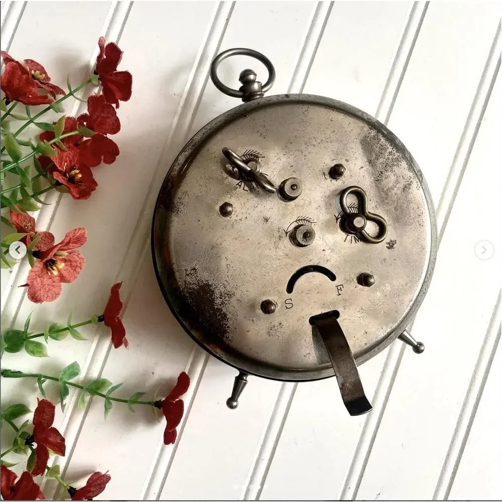 Vintage 1940s Working National Time Alarm Clock Glass Face